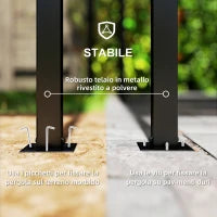 Pergola per Esterno 3x3 m con Copertura Ondulata e Pannelli Laterali, in Metallo e Poliestere Nero