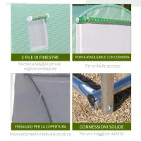 Serra a Tunnel 3x3x2m con Porta e 6 Finestre, Doppia Copertura in PE e Struttura in Acciaio