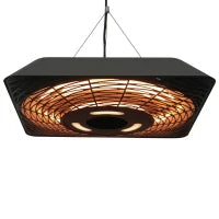 Lampada Riscaldante per Esterni con Luce, Potenza 800W/1200W/2000W e Telecomando, 45x45x10cm, Nero