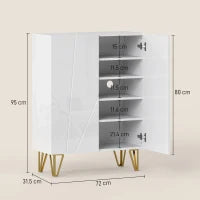 Scarpiera a 2 Porte, con 4 Ripiani Regolabili 72 x 31,5 x 95 cm, Bianco