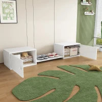 Armadio per scarpe con doppie porte, Panchina versatile per il cambio delle scarpe, 189×40×34,5 cm, Bianco