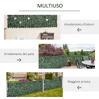 Rotolo di Siepe Artificiale per Balcone e Giardino in PE Anti-UV, Siepe Finta con Foglie Verde Scuro 300x100cm