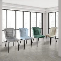 PAZZO DESIGN Sedia Simona set da 4 sedie azzurro in velluto e gambe in metallo