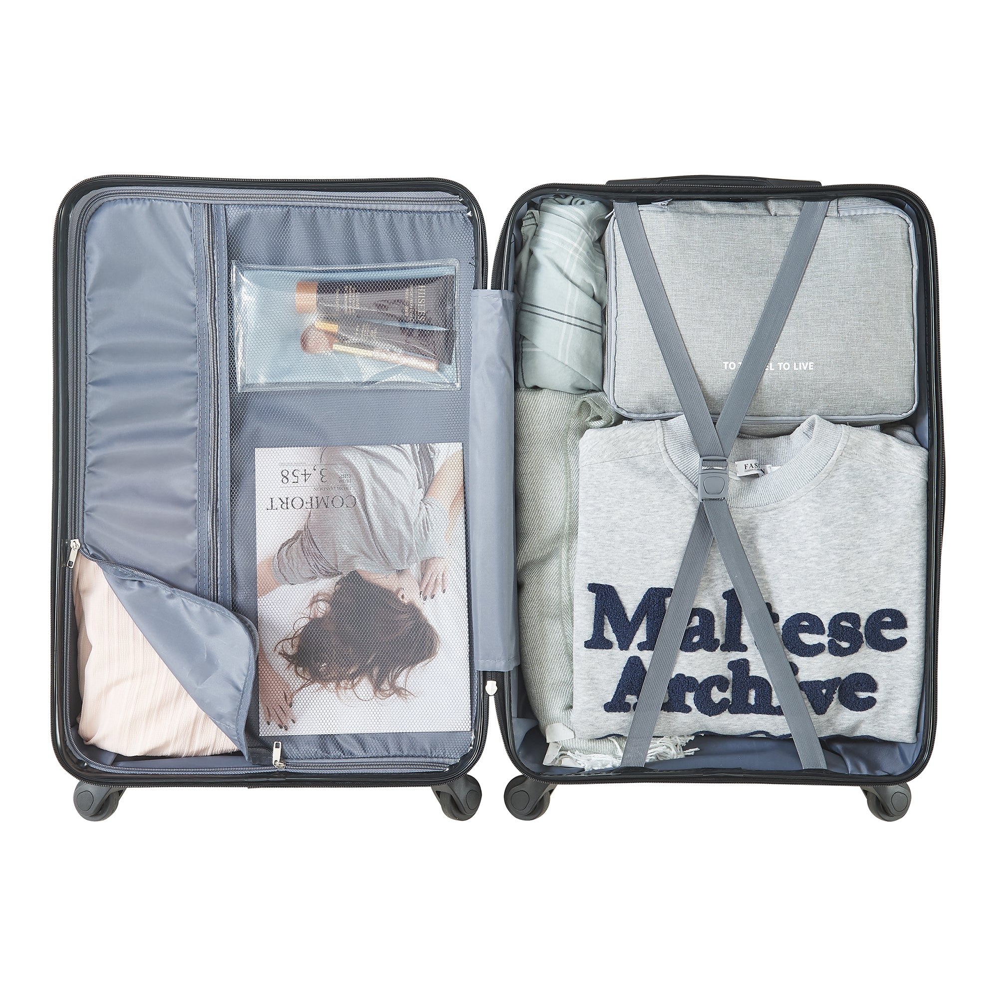 Set Trolley Pona di 3 Valigie Rigide in Misure S/M/L - Blu pro.tec