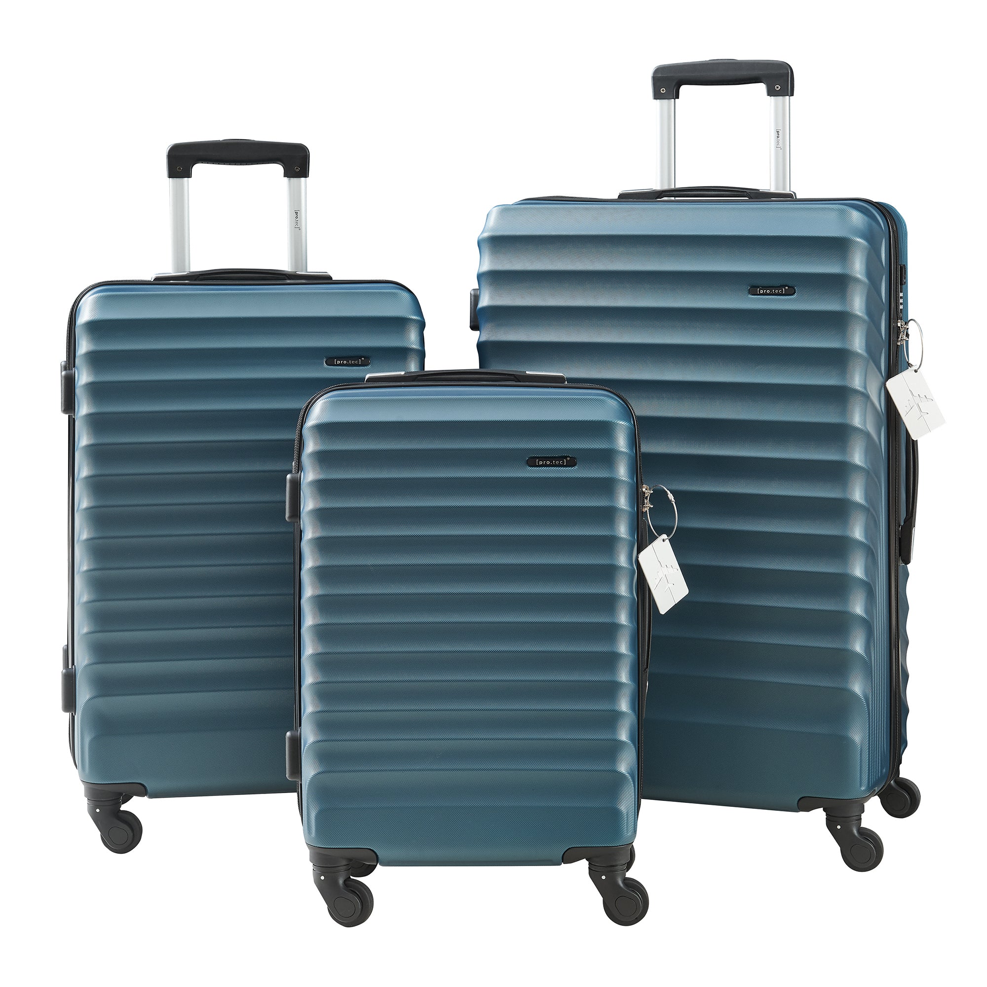 Set Trolley Pona di 3 Valigie Rigide in Misure S/M/L - Blu pro.tec