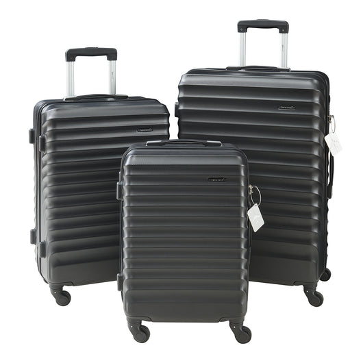 Set Trolley Pona di 3 Valigie Rigide in Misure S/M/L - Nero pro.tec