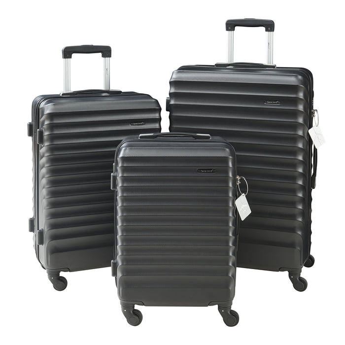 Set Trolley Pona di 3 Valigie Rigide in Misure S/M/L - Nero pro.tec