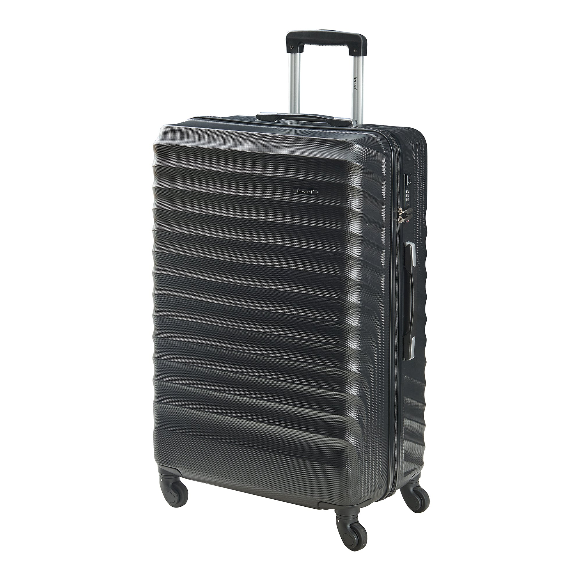Set Trolley Pona di 3 Valigie Rigide in Misure S/M/L - Nero pro.tec