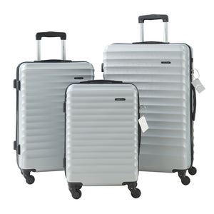 Set Trolley Pona di 3 Valigie Rigide in Misure S/M/L - Grigio Chiaro pro.tec