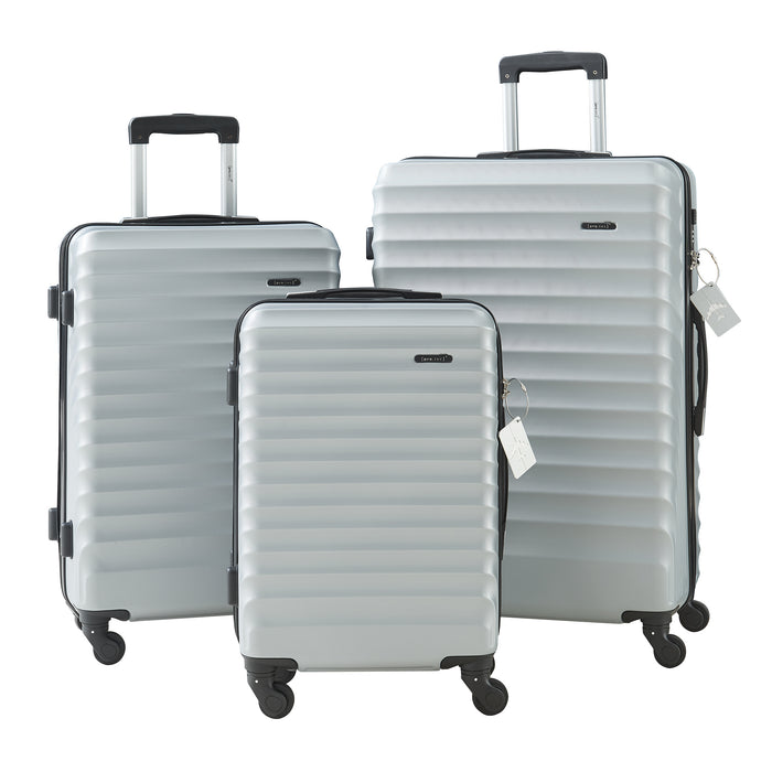 Set Trolley Pona di 3 Valigie Rigide in Misure S/M/L - Grigio Chiaro pro.tec