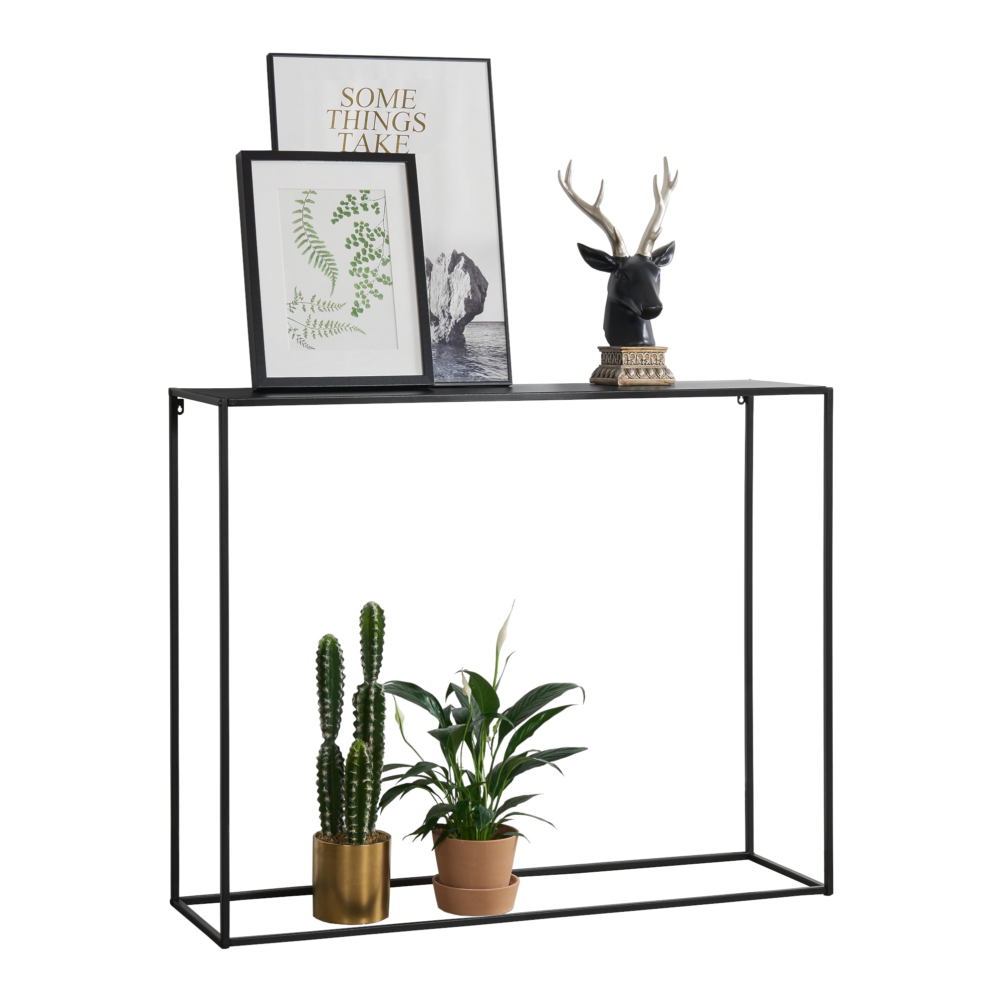 Tavolo a Consolle in Metallo 92x115x32 cm Tavolo da Appoggio - Nero [en.casa]