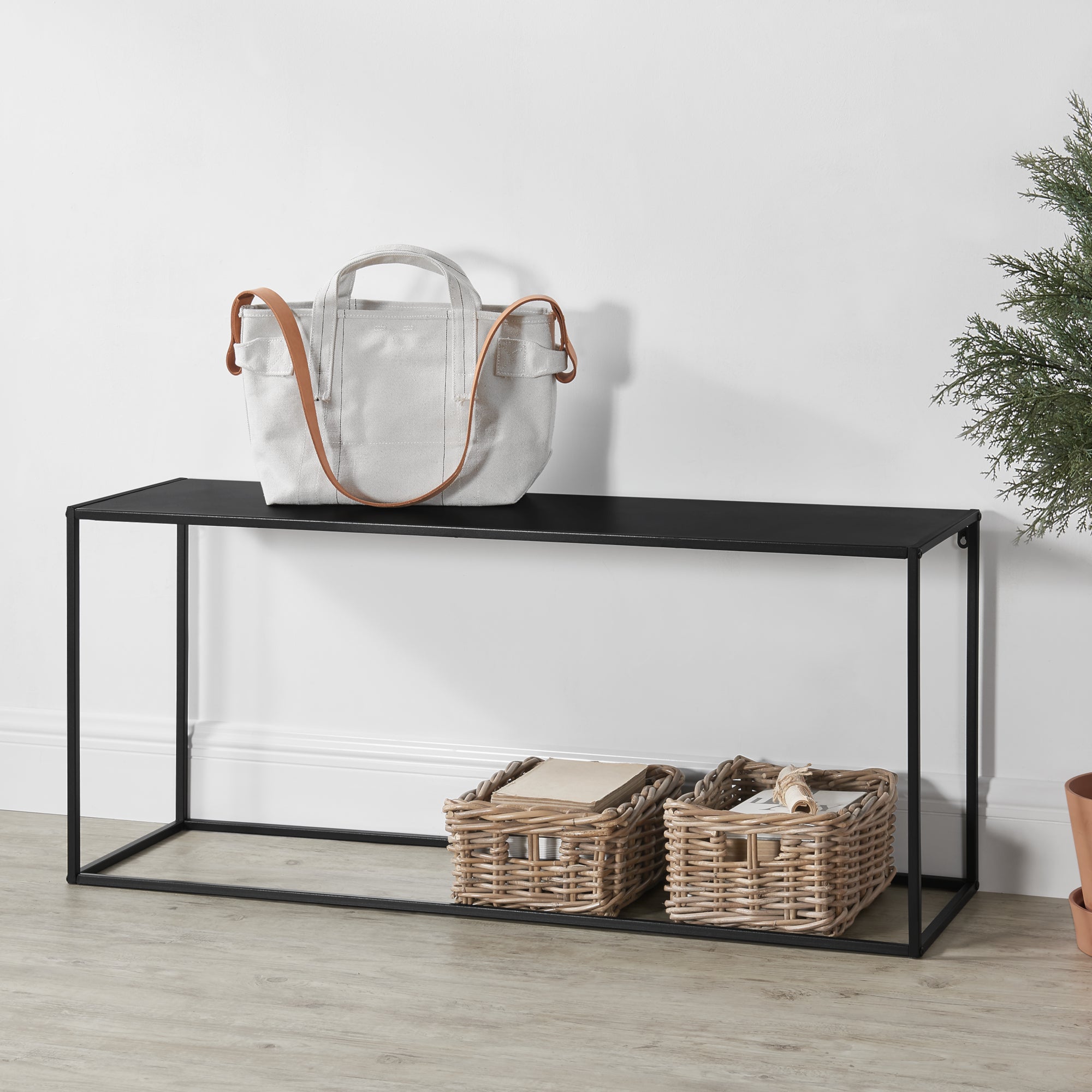 Tavolo a Consolle in Metallo 50x115x32 cm Tavolo da Appoggio - Nero [en.casa]
