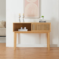 Tavolo Consolle Ypäjä in Bambù con Ante Scorrevoli 110 x 39 x 80,5 cm - [en.casa]