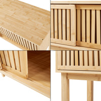 Tavolo Consolle Ypäjä in Bambù con Ante Scorrevoli 110 x 39 x 80,5 cm - [en.casa]