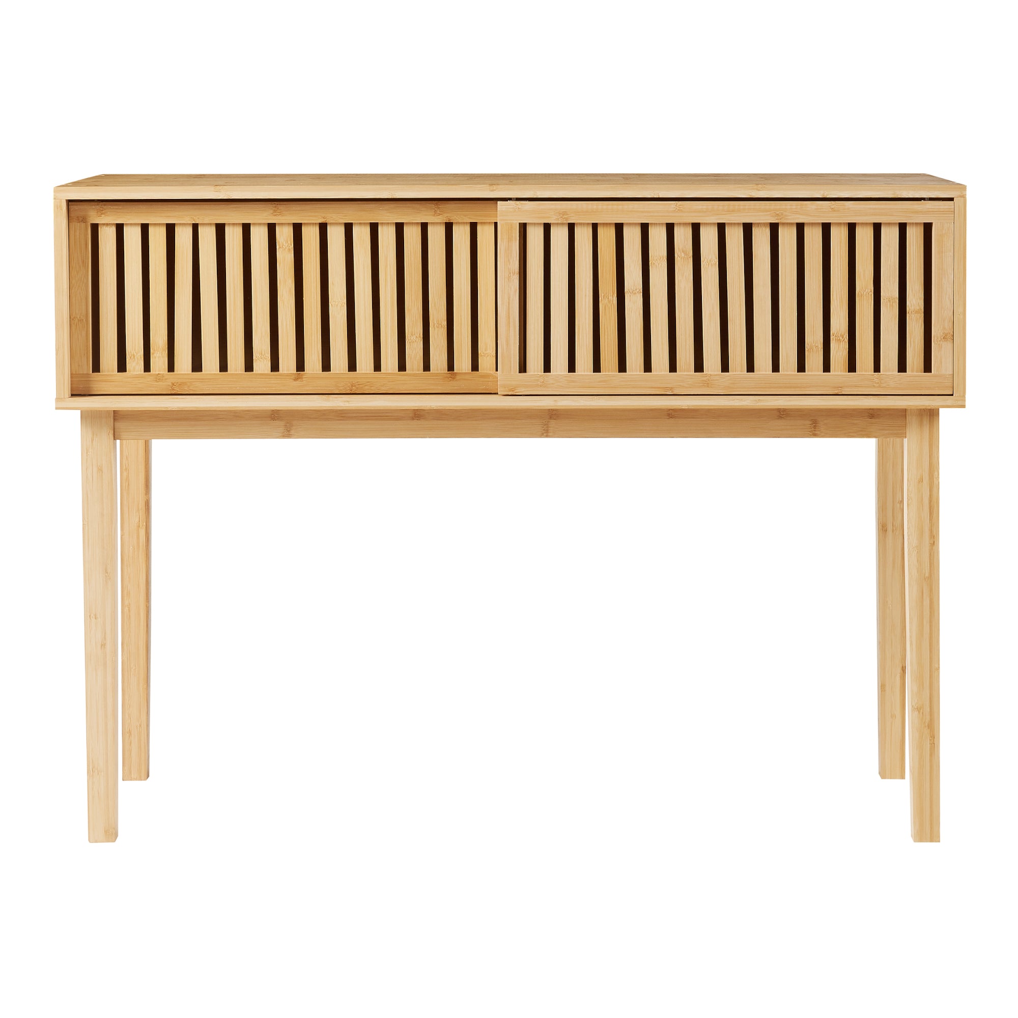 Tavolo Consolle Ypäjä in Bambù con Ante Scorrevoli 110 x 39 x 80,5 cm - [en.casa]