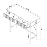 Tavolo a Consolle Luniehti con 2 Cassetti in Bambù - Nero/Naturale [en.casa]