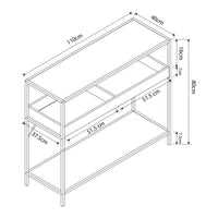 Tavolo a Consolle Belana con Ripiano e Scomparti Aperti 110 x 40 x 80 cm - Nero / Effetto Rovere [en.casa]