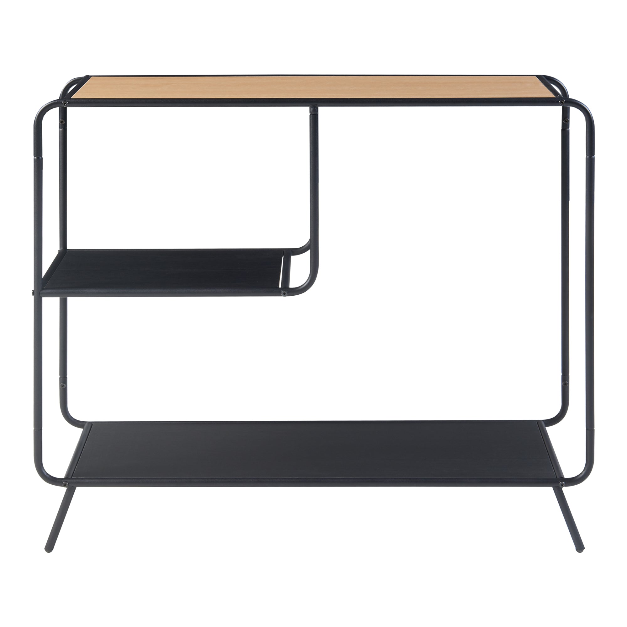 Tavolo a Consolle Krødsherad con 3 Piani di Appoggio - Effetto Rovere / Nero [en.casa]