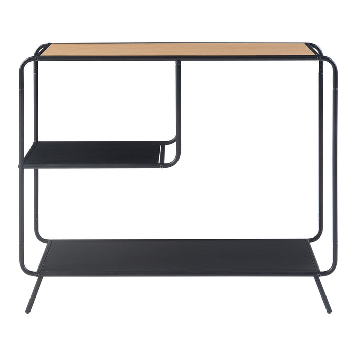 Tavolo a Consolle Krødsherad con 3 Piani di Appoggio - Effetto Rovere / Nero [en.casa]