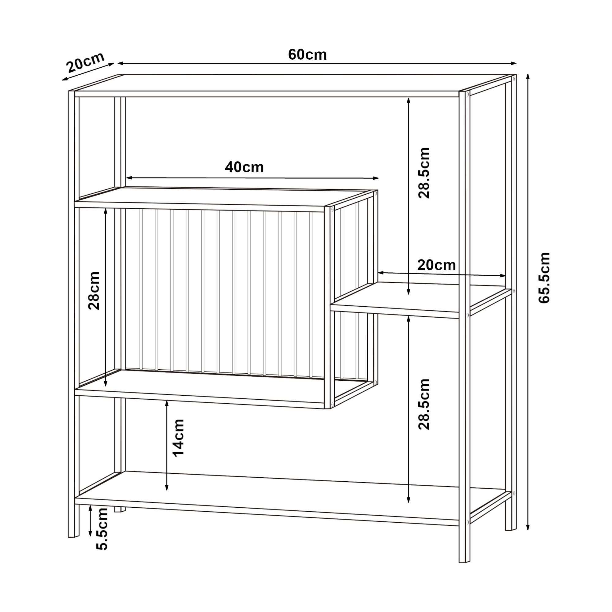 Tavolo a Consolle Beesel 65,5 x 60 x 20 cm Metallo Nero [en.casa]