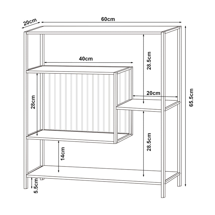 Tavolo a Consolle Beesel 65,5 x 60 x 20 cm Metallo Nero [en.casa]