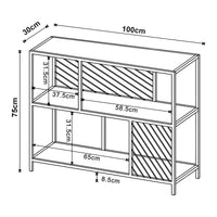 Tavolo a Consolle Övertorneå a 3 Piani 100x30x75 cm Nero / Effetto Rovere [en.casa]