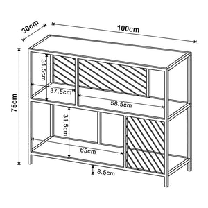 Tavolo a Consolle Övertorneå a 3 Piani 100x30x75 cm Nero / Effetto Rovere [en.casa]