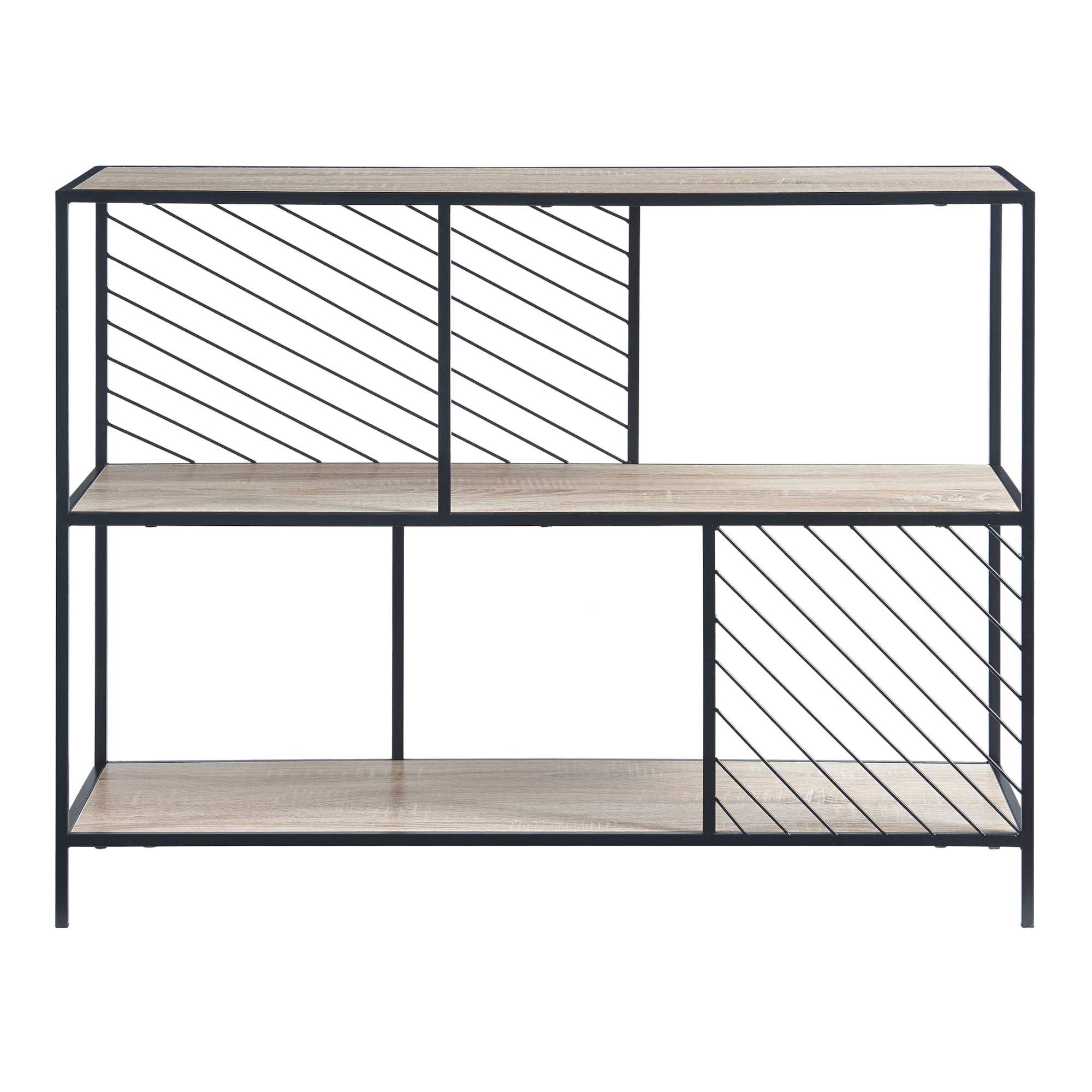 Tavolo a Consolle Övertorneå a 3 Piani 100x30x75 cm Nero / Effetto Rovere [en.casa]