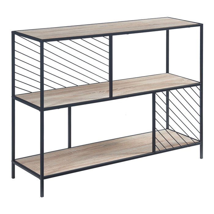 Tavolo a Consolle Övertorneå a 3 Piani 100x30x75 cm Nero / Effetto Rovere [en.casa]