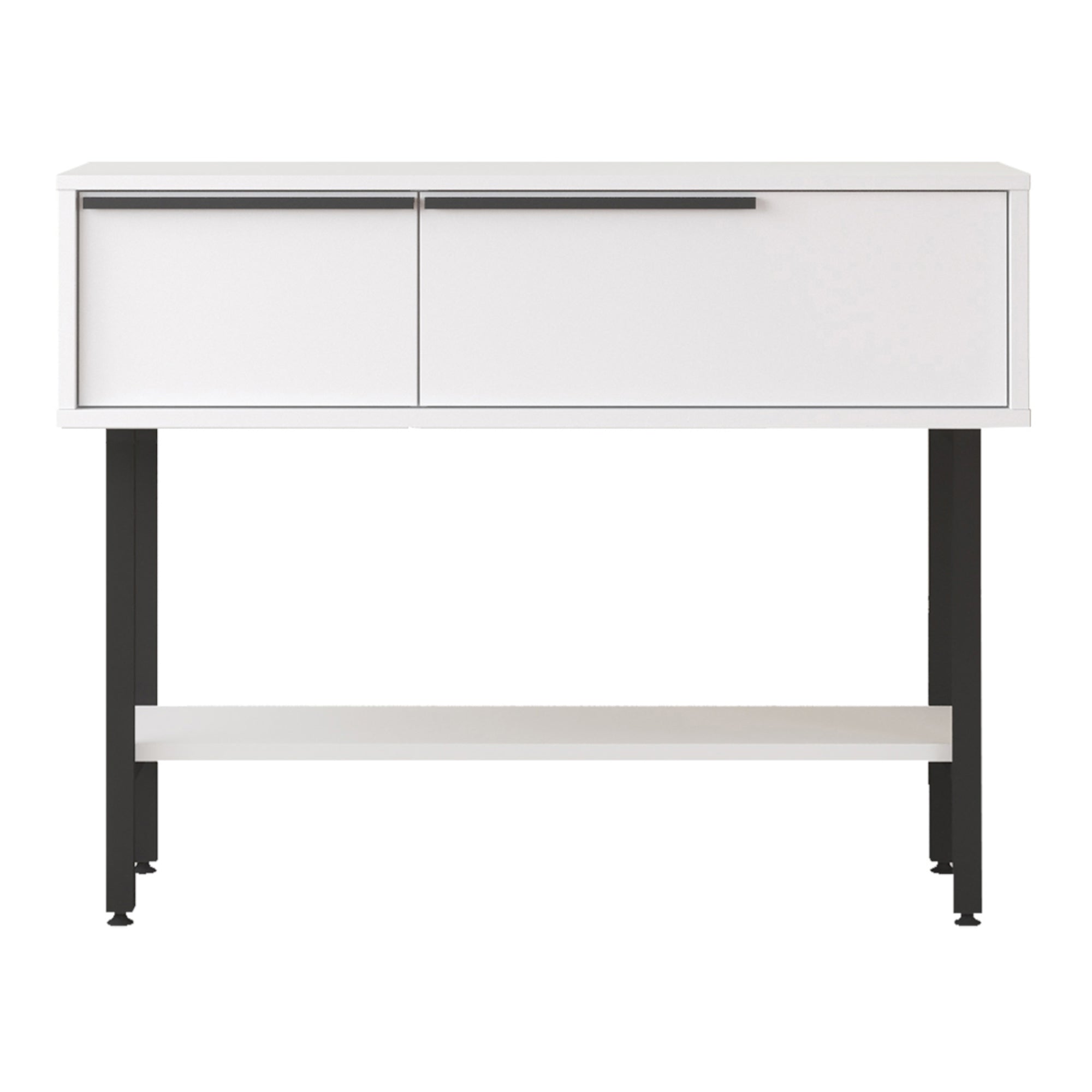 Tavolo Consolle Vesanto con Scomparti Chiusi 100 x 30 x 76 cm - Bianco / Nero [en.casa]