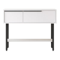 Tavolo Consolle Vesanto con Scomparti Chiusi 100 x 30 x 76 cm - Bianco / Nero [en.casa]