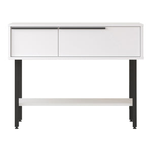 Tavolo Consolle Vesanto con Scomparti Chiusi 100 x 30 x 76 cm - Bianco / Nero [en.casa]