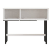 Tavolo Consolle Vesanto con Scomparti Chiusi 100 x 30 x 76 cm - Bianco / Nero [en.casa]