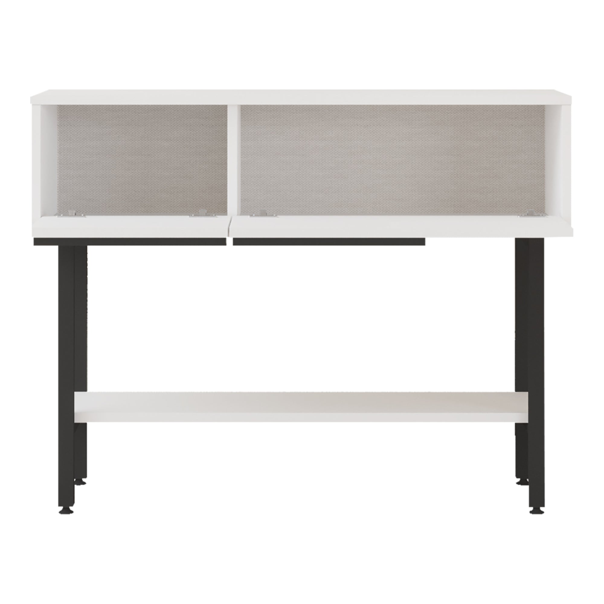 Tavolo Consolle Vesanto con Scomparti Chiusi 100 x 30 x 76 cm - Bianco / Nero [en.casa]