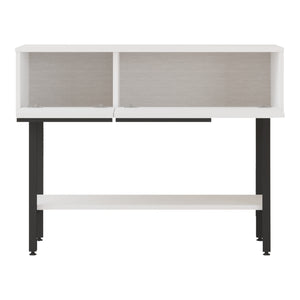 Tavolo Consolle Vesanto con Scomparti Chiusi 100 x 30 x 76 cm - Bianco / Nero [en.casa]