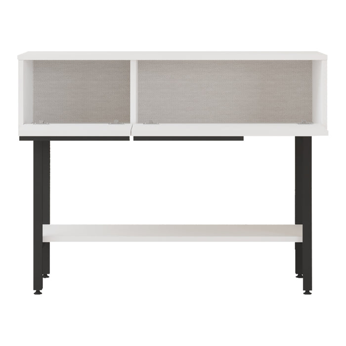 Tavolo Consolle Vesanto con Scomparti Chiusi 100 x 30 x 76 cm - Bianco / Nero [en.casa]