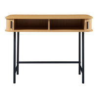 Tavolo Consolle Tvedestrand con Scomparti Chiusi in Bambù - Naturale / Nero [en.casa]