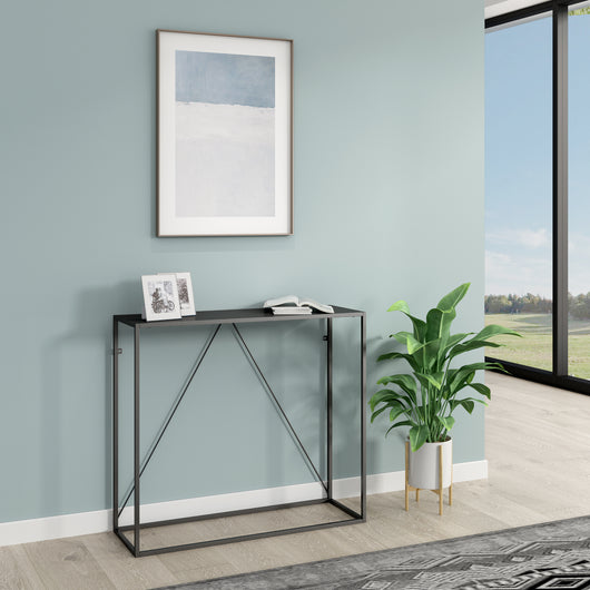 Tavolo a Consolle Austevoll in Acciaio 90 x 30 x 80 cm - Nero [en.casa]