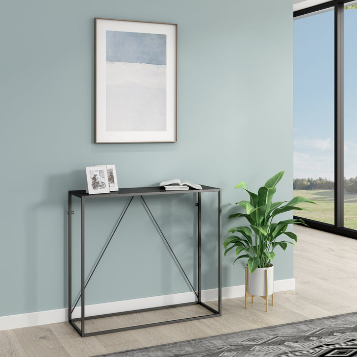 Tavolo a Consolle Austevoll in Acciaio 90 x 30 x 80 cm - Nero [en.casa]