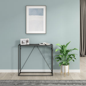 Tavolo a Consolle Austevoll in Acciaio 90 x 30 x 80 cm - Nero [en.casa]