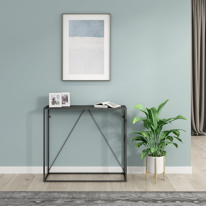 Tavolo a Consolle Austevoll in Acciaio 90 x 30 x 80 cm - Nero [en.casa]