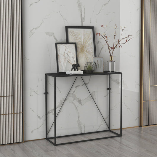 Tavolo a Consolle Austevoll in Acciaio 90 x 30 x 80 cm - Nero [en.casa]