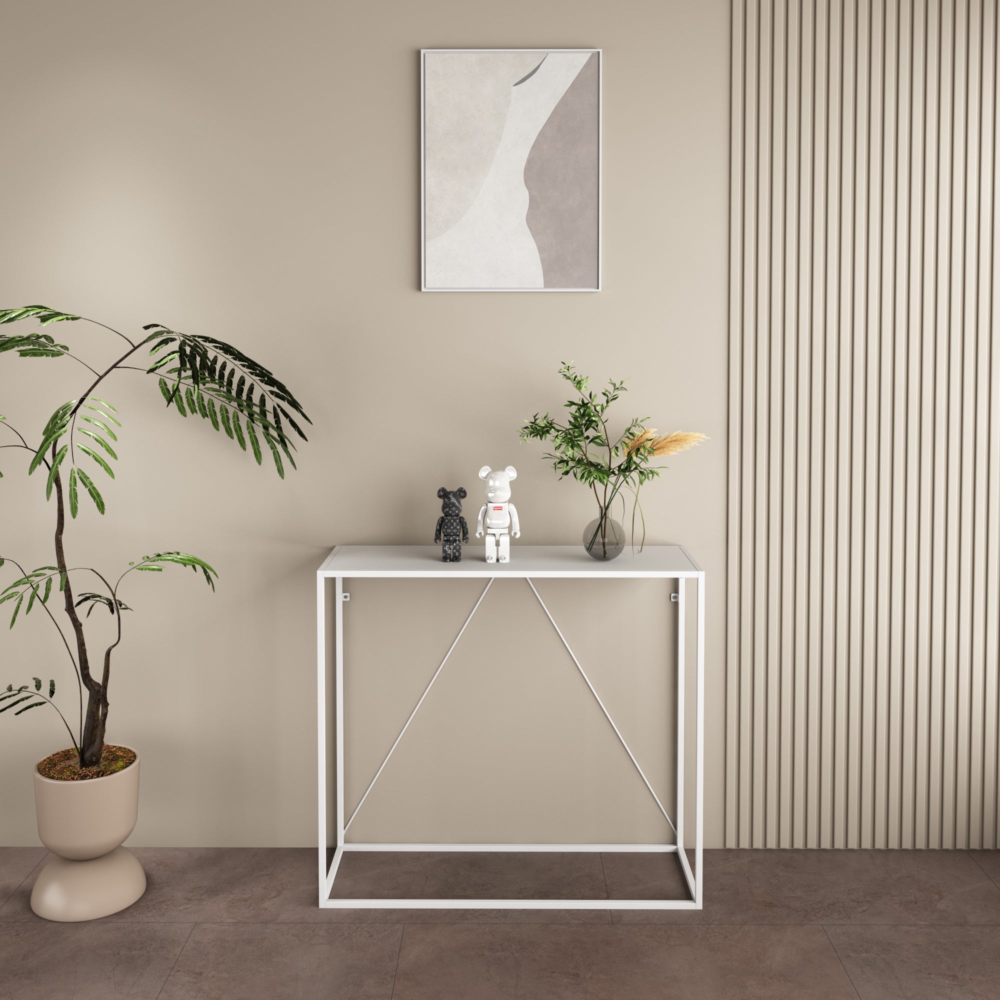 Tavolo a Consolle Austevoll in Acciaio 90 x 30 x 80 cm - Bianco [en.casa]