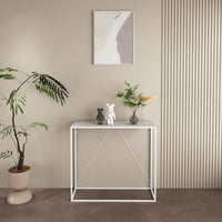 Tavolo a Consolle Austevoll in Acciaio 90 x 30 x 80 cm - Bianco [en.casa]