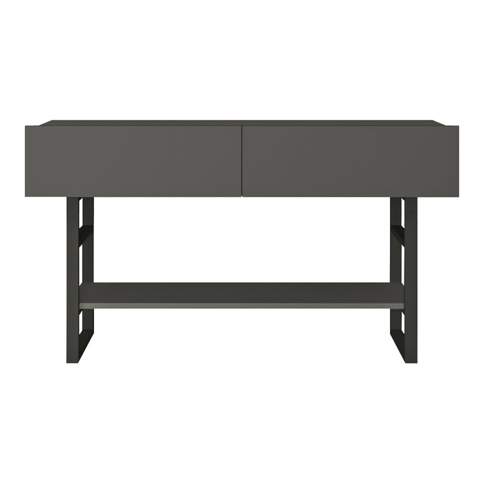 Tavolo Consolle Lappeenranta Mobile Contenitore con Ante a Ribalta 76x139x43 cm Antracite / Nero [en.casa]