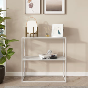 Tavolo a Consolle 'Strömstad' con 2 Piani di Appoggio Consolle Stretto in Acciaio - Bianco opaco [en.casa]