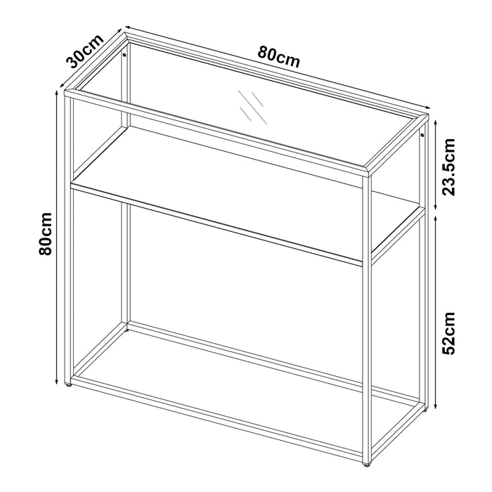 Consolle Kuhmo metallo vetro temperato 80 x 80 x 30 cm trasparente nero 03_0008581