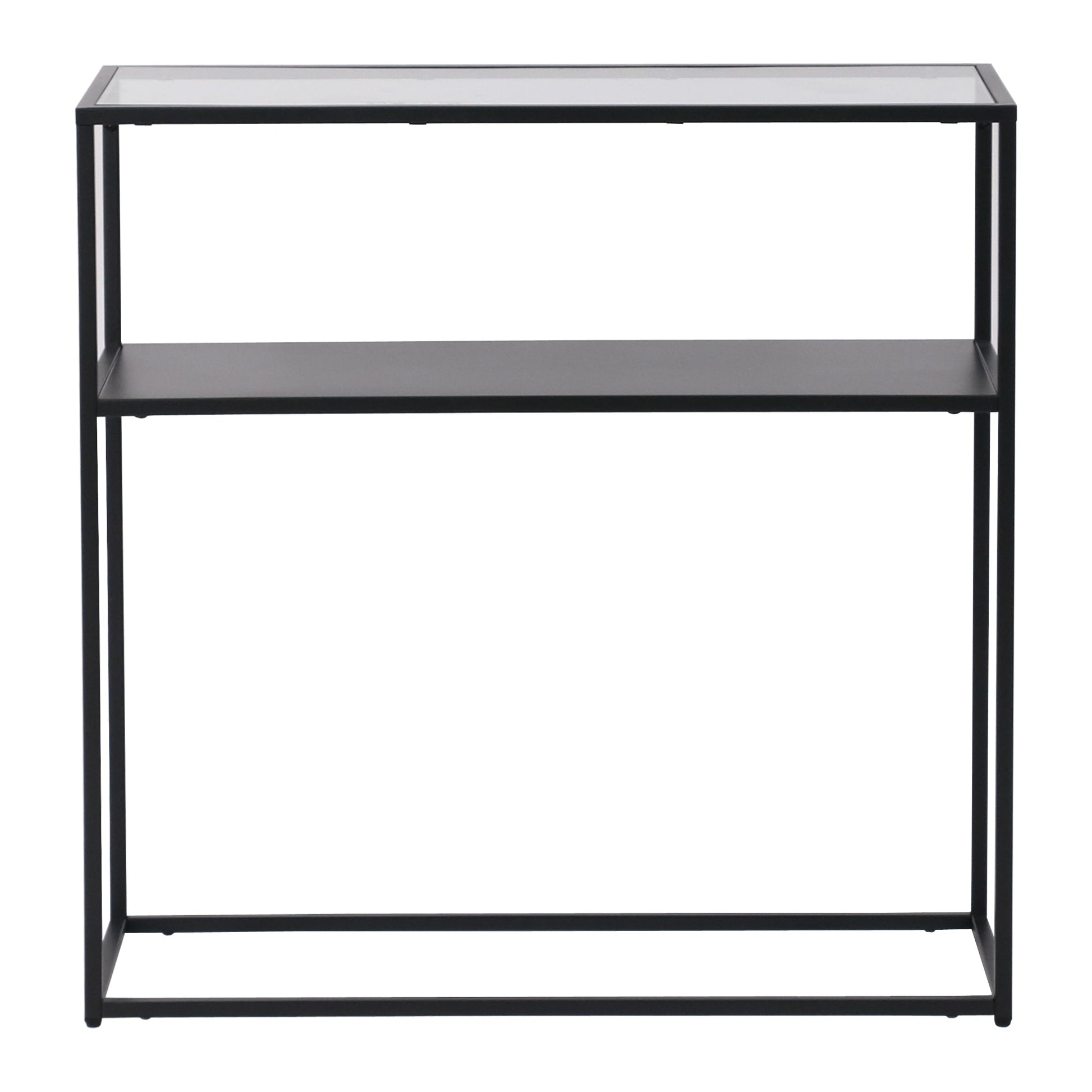 Consolle Kuhmo metallo vetro temperato 80 x 80 x 30 cm trasparente nero 03_0008581
