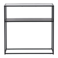 Tavolo a Consolle Kuhmo in Metallo 80 x 80 x 30 cm 2 Piani di Appoggio Vetro / Nero [en.casa]