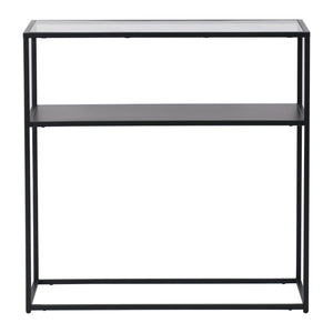 Tavolo a Consolle Kuhmo in Metallo 80 x 80 x 30 cm 2 Piani di Appoggio Vetro / Nero [en.casa]